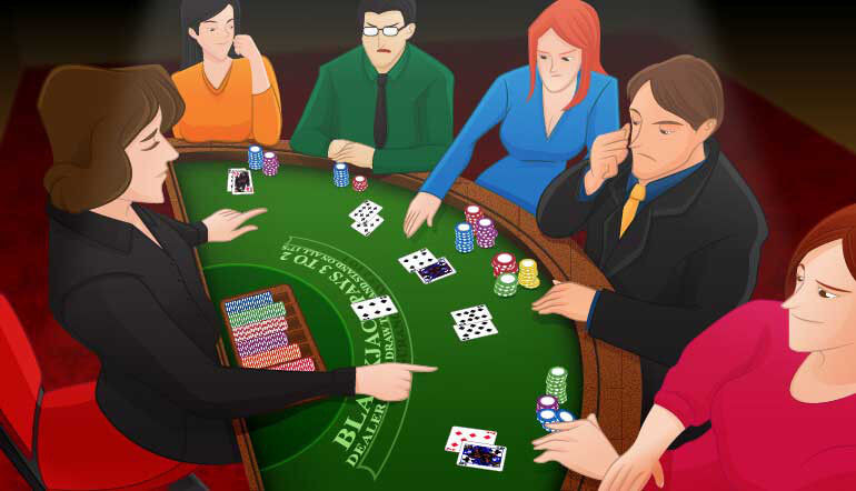 Mesa de blackjack para varios jugadores