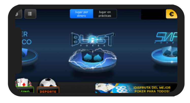 Los juegos de opker como Blast estan disponibles en movil