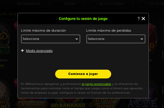 Configurar limites casino online