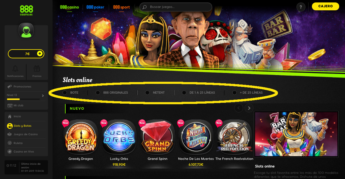 Filtrar categorias de slots gratis