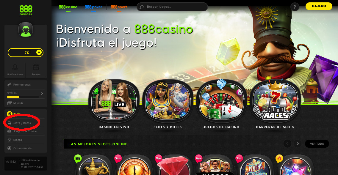 Seccion Slots y Botes casino online con tragaperras