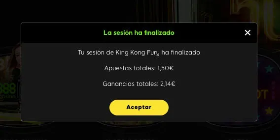 King Kong Fury sesion de juego limites